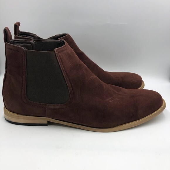 Pheroni Men's Maroon Faux Suede Leather Ankle Boots Calvin Size 13 Slip On - Picture 7 of 15